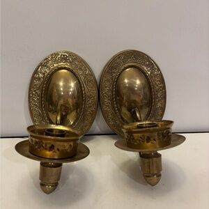 2 vintage wall hanging candle stick holders